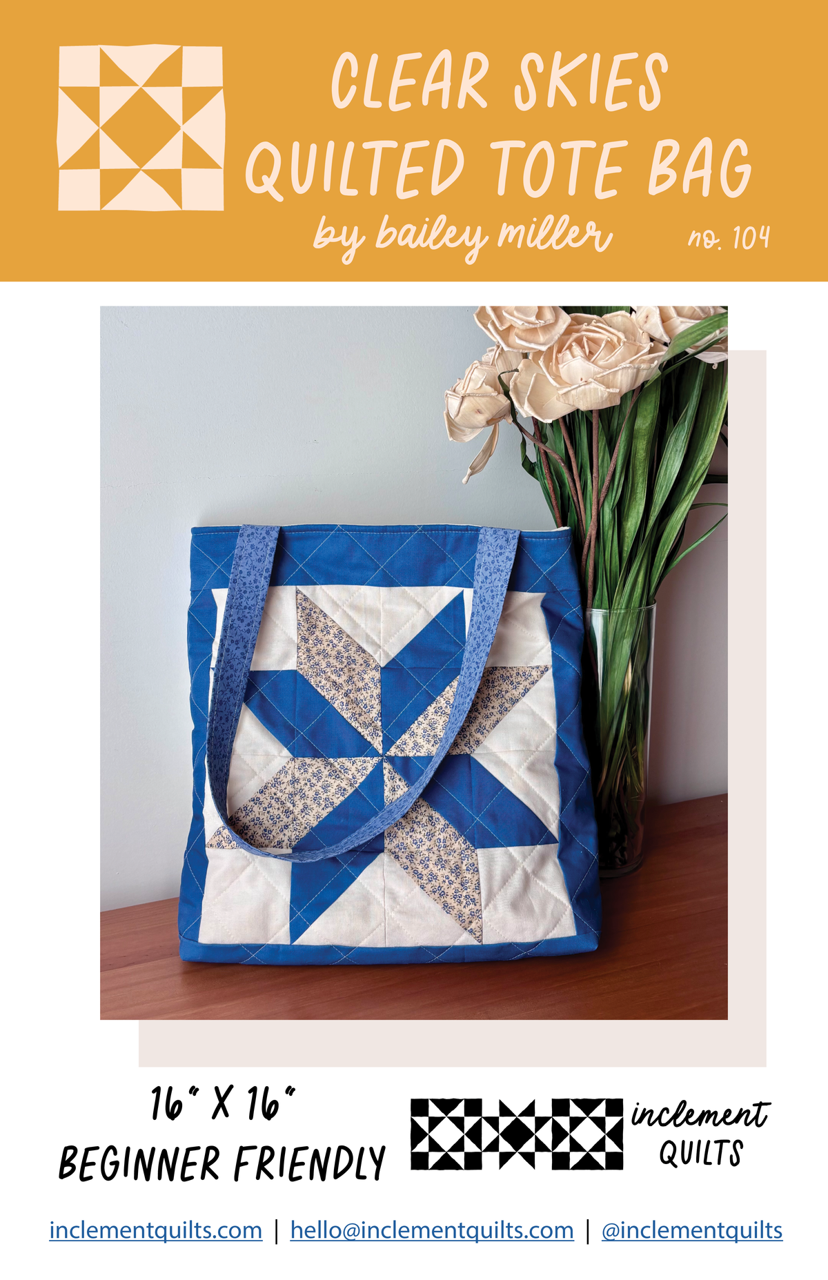 Clear Skies Quilted Tote Bag PDF Pattern