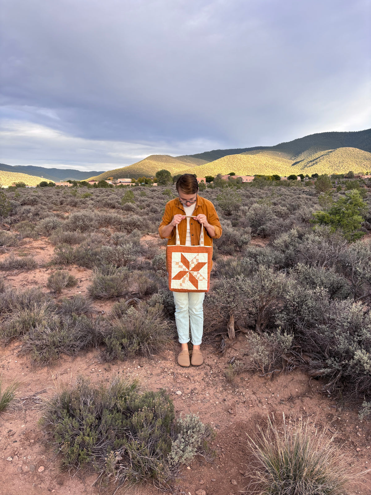 Clear Skies Tote - Burnt Orange Checkers